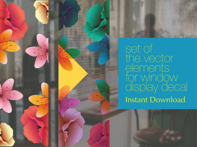 Fall flower sticker Window / Vinyl Decals foк Showcase / Etsy