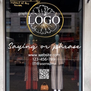 YOUR LOGO, Name of company on Window, Door vinyl decal for business / Storefront, Showcase, Boutique Sticker, Lettering handwriting sign
