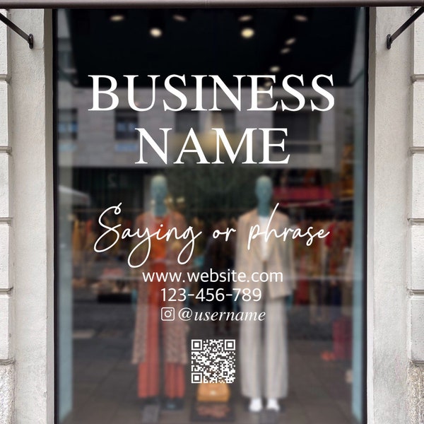 Customisable window vinyl decal for business, company Name & Logo / Storefront, Showcase / Boutique Sticker, Door, Lettering, handwriting