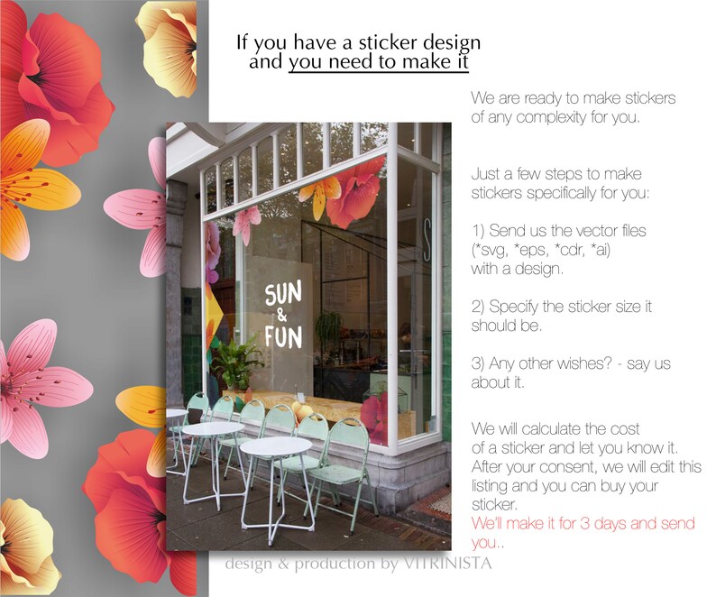 Personal Custom Sticker Design / Photo Print/signs/logo Decal/work Hour ...