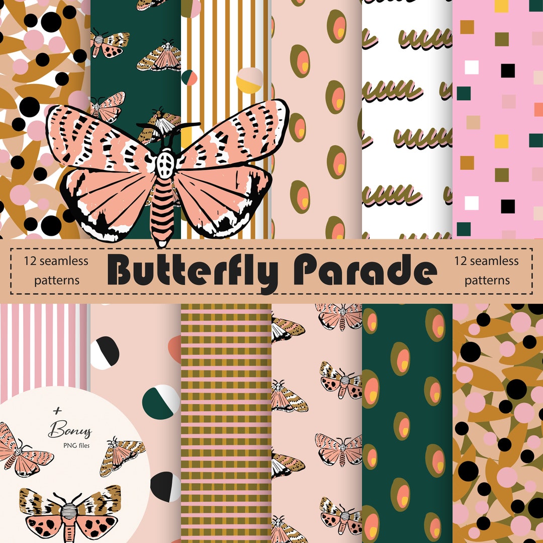Butterfly Digital Paper, Butterfly Geometrics SEAMLESS PATTERN ...