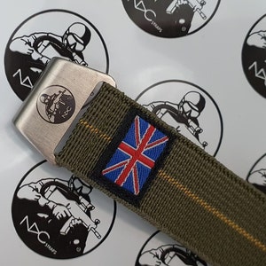 The real NDCstraps®  with Stainless steel Combat diver hook logo and Union Jack flag French Marine Nationale parachute elastic