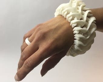SHELL BANGLE 3d printed Bracelet Bangle Organic Modern Bold Parametric Plastic Gift Women Statement Bracelet Avant Garde Art Ocean Beach