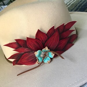 Western Rustic Red Leather Flower Band image 4