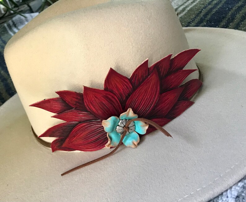 Western Rustic Red Leather Flower Band image 4