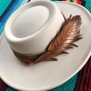 Western Painted And Tooled Leather Feather