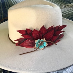 Western Rustic Red Leather Flower Band image 5