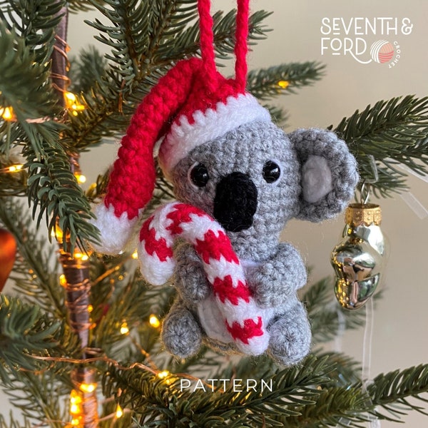 CROCHET PATTERN: Noel the Koala / Christmas Ornament Crochet Pattern / Koala Crochet / Australian Animal / Digital Downloadable File / Xmas