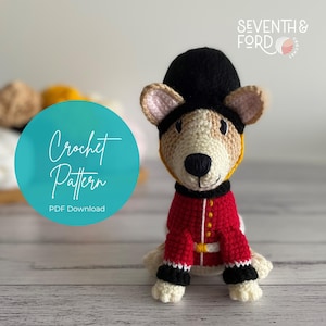 CROCHET PATTERN: Albert the Royal Guard Corgi / British Dog Crochet / Corgi Dog Amigurumi / British Theme / UK Decor / Digital Download File