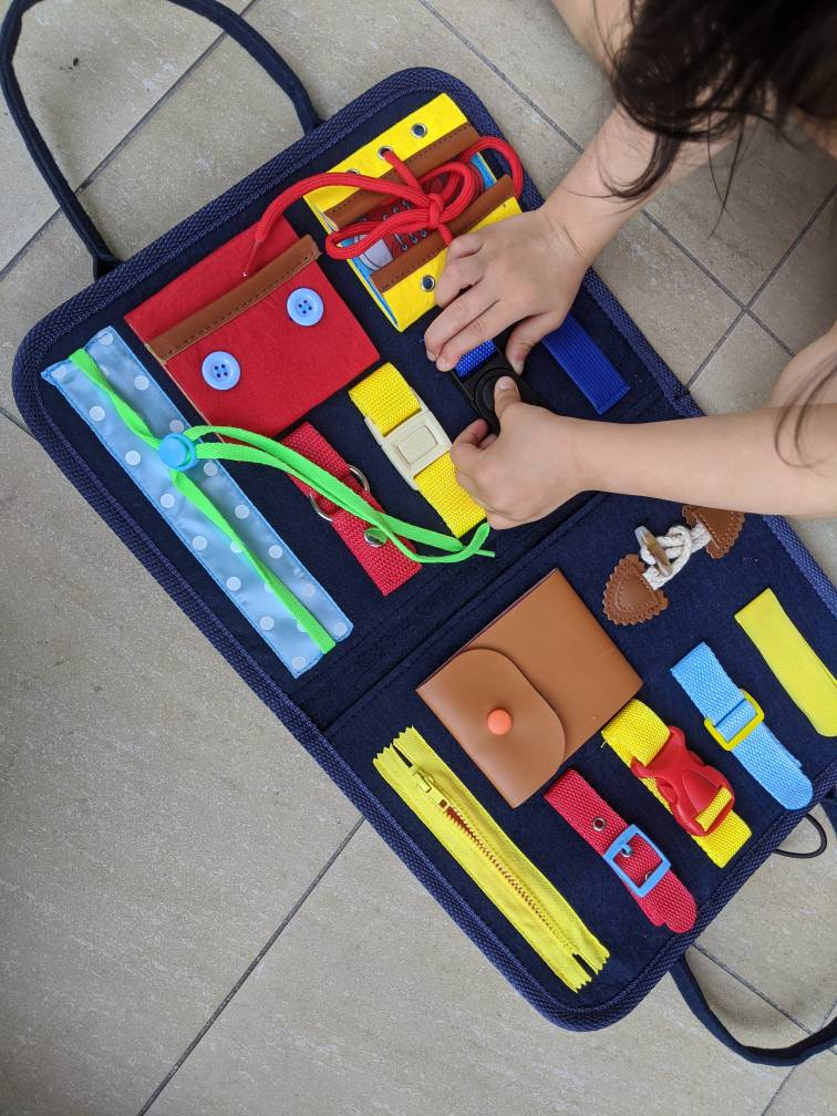 Reißverschluss für 2 Stück Montessori Spielzeug Lernspielzeug Knöpfen 