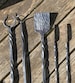 Hand forged 4 piece grill tool set. Spatula w/ bottle opener,BBQ fork,meat turner, and tongs 