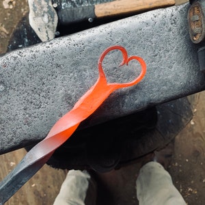 Hand forged spatula with heart end