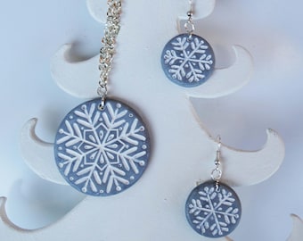 Christmas Earrings,Polymer Clay Earrings,Snowflake Earrings,Winter Earrings,Christmas Winter Earrings,Winter Snowflakes Earrings