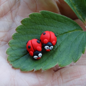 Polymer Clay Ladybug,Ladybug Earrings,Ladybug Gift,Tiny Ladybug Earrings,Miniature Ladybug Stud Earrings,Polymer clay Ladybug Stud,Birthday
