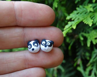 Panda Earrings,Animal Panda Stud Earrings,Panda Bear Earrings,Panda Stud Earrings,Kids Jewelry,Polymer clay Panda Bear earrings
