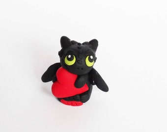 How to train your dragon,Toothless,The Night Fury,HTTYD,Polymer clay dragons,,Dragons,Sculpture,Valentine's gift,gift