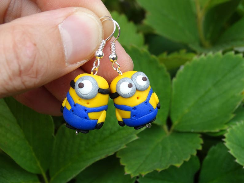 Minions earrings,Minions dangle,Dangle earrings,Polymer clay,Kids earrings,Polymer clay earrings,Polymer Clay Minions,Birthday Gifts image 2