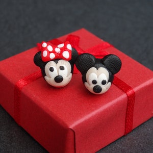 Mickey and Minnie Mouse Stud Earrings,Cute Disney Earrings,Polymer clay Mickey and Minnie earrings