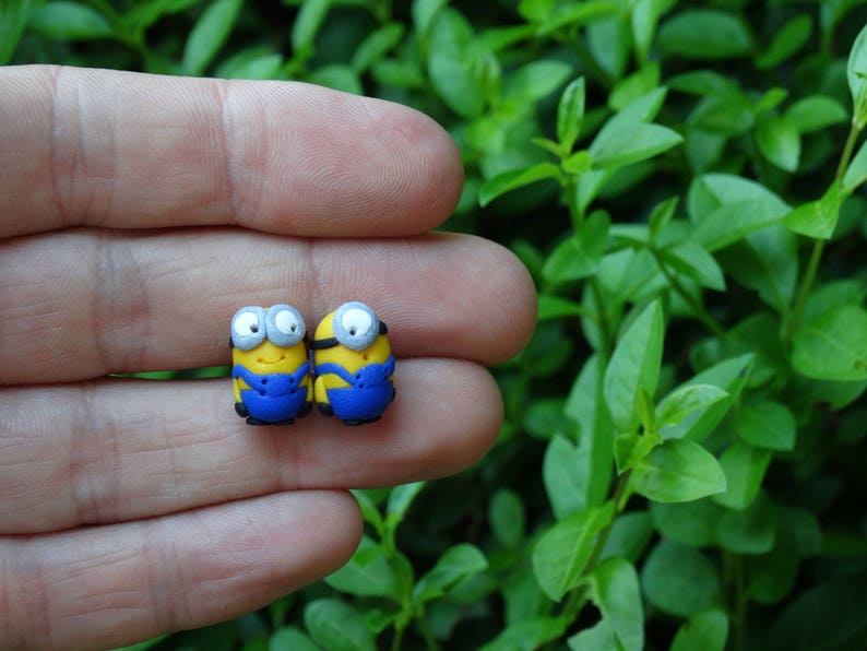 Minions earrings,Studs,Polymer clay studs,Kids studs,Minions studs,Minions polymer studs,Minions Gift,Birthday Gift image 2