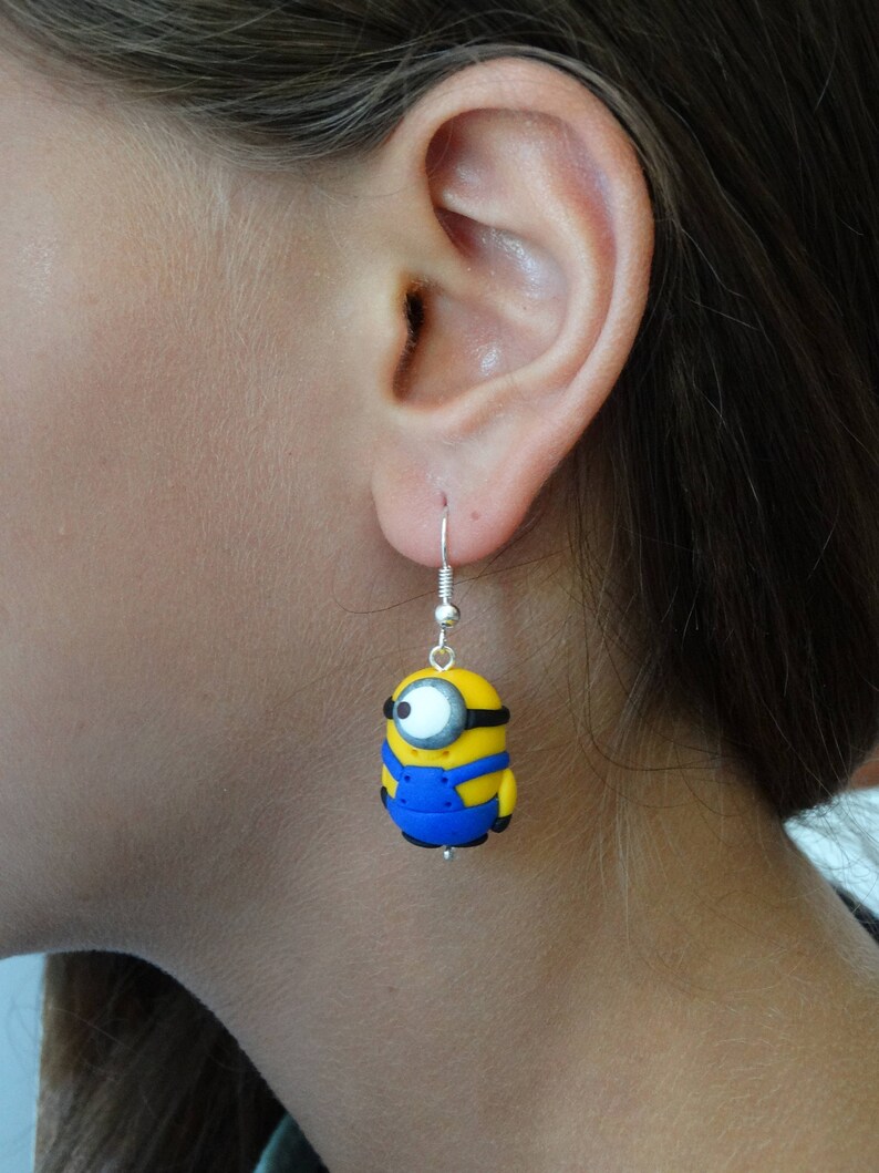 Minions earrings,Minions dangle,Dangle earrings,Polymer clay,Kids earrings,Polymer clay earrings,Polymer Clay Minions,Birthday Gifts image 5