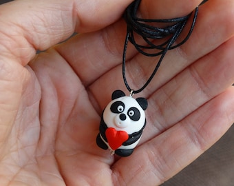 Panda bear,Polymer clay Panda,Valentine's Day gift,Cute Panda bear,Kawaii Jewelry,Polymer clay necklace