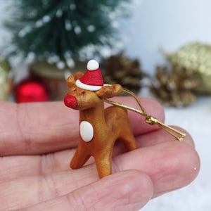 Christmas deer Rudolpf,Miniature Deer Rudolph,Christmas Gift,Christmas Figurines,Christmas Miniatures,Christmas Toy,Art Decoration