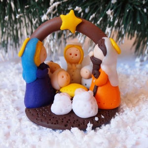 Polymer Ton Krippe, Weihnachtskrippe, Krippendekoration, Weihnachtsdekoration, Polymer Ton Krippe