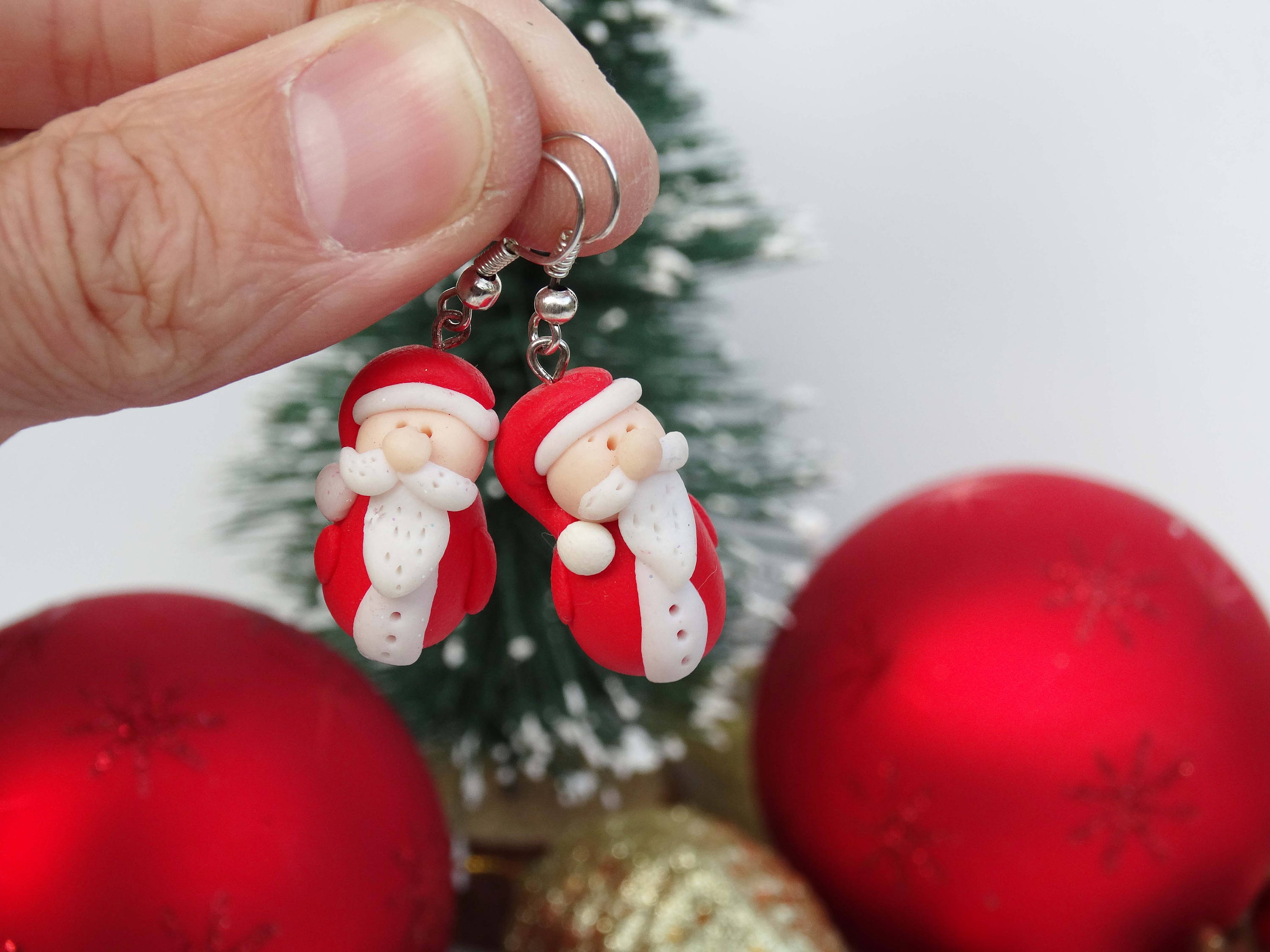 Orecchini Babbo Natale In Argento 925 Con Cristalli - Katy Craig, 6x8 Mm, In Confezione Regalo