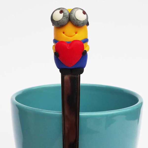 Minions spoon,Minions gift,Love,Minions.Polymer clay minions spoon,Valentine's Day gift