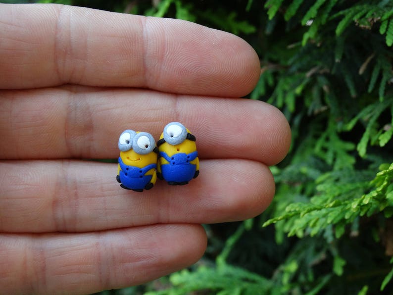 Minions earrings,Studs,Polymer clay studs,Kids studs,Minions studs,Minions polymer studs,Minions Gift,Birthday Gift image 1