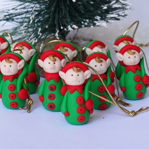 Christmas Elf,Polymer clay Green Elf,Little Helper,Christmas Pendant,Christmas Gift,Figurine,Gnome,Pendant,Little Elf,Miniature Decoration,