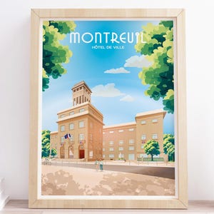 1 Affiche Poster de la ville de Montreuil N1-  Hôtel de ville
