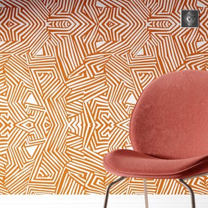 Ethnic Geometric Wallpaper – Terracotta, Brown & White Abstract African-Inspired Pattern