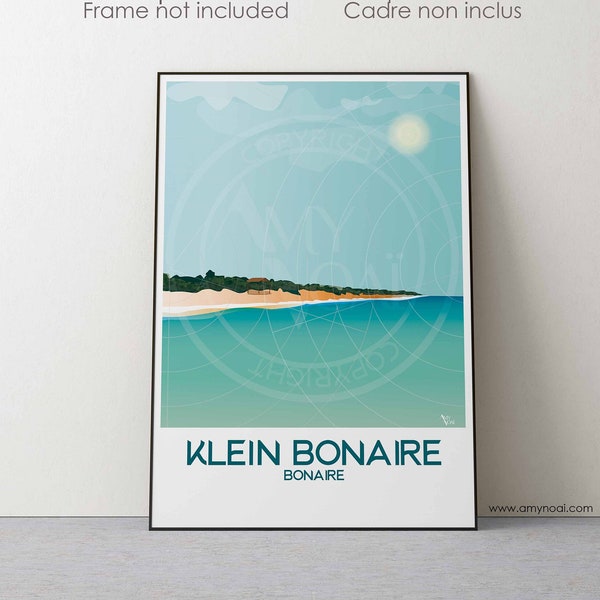 BONAIRE design8-  1 Travel Poster print, Boka Slagbaai beach,Rincon,west indies wall art,souvenir of Caribbean Netherlands