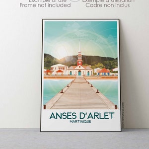 MARTINICA Número 1- 1 Cartel Cartel Les Anses-d'Arlet, pontón de la iglesia, decoración de pared recuerdo de las Antillas