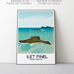 Travel poster of SAINT MARTIN design4-  1 Travel print of Pinel island,Saint Martin, french West indies wall art