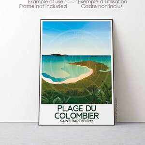 Travel poster of Saint Barthélémy design3-  1 Travel print of Colombier beach,West indies wall art