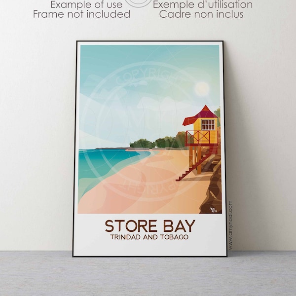 Affiche de TRINITÉ-ET-TOBAGO Numéro2- 1 Poster de voyage de la plage de Store bay,îles Mer des Caraïbes,décor mural souvenir des Antilles