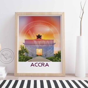 GHANA 4-Africa Poster print,Accra, dark star gate,independence square,West Africa,modern,wall art,travel poster,Impression