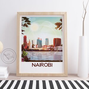 KENYA 1-Affiche poster de voyage,Nairobi,skyline,panorama de ville moderne,gratte ciel,paysage,Afrique Australe,Impression,décor mural