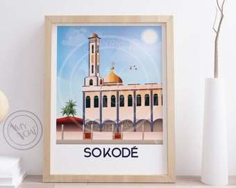 TOGO 8-Poster poster África Occidental, Sokodé, Tchaoudjo, Mezquita, Kotokoli, Decoración de arte de pared, Turismo de viajes Impresión, Boho, idea de regalo, decoración