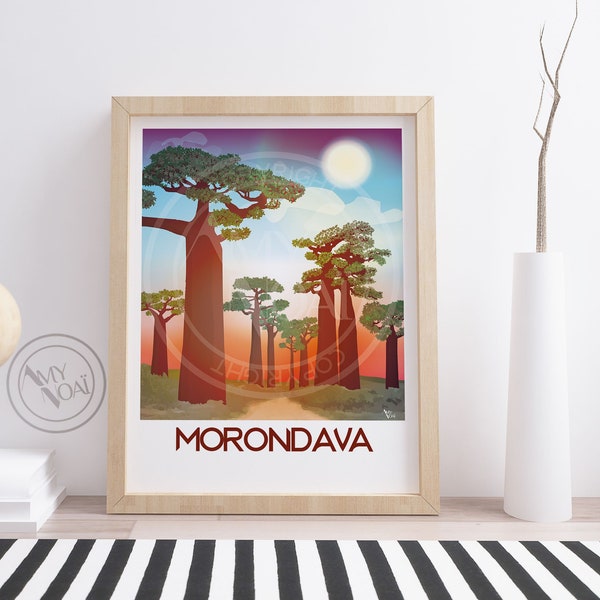 MADAGASCAR 3-Affiche poster de voyage,Morondava, allée des Baobabs,Afrique australe,Impression,décor mural