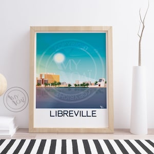 GABON 1-African Poster print,Libreville Gabon skyline,central Africa,wall art,travel poster,Living room decoration,sunset,landscape