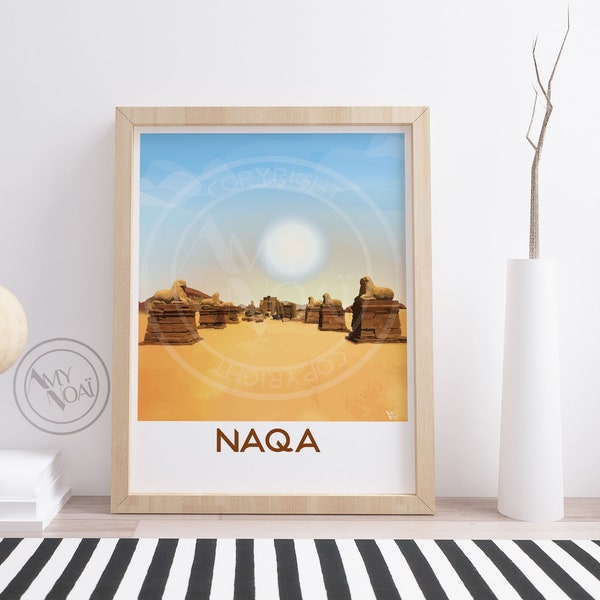 SUDAN 3-Africa Poster print,Naqa,Naga,Naga'a,ruins of the kingdom of Meroe,temple,North East Africa,wall art,travel poster,Impression