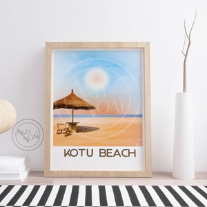 GAMBIE 2-Affiche poster de voyage,Plage Kotu,Serrekunda,Banjul,paysage mer,afrique,Impression décor mural,Carte,Art numérique