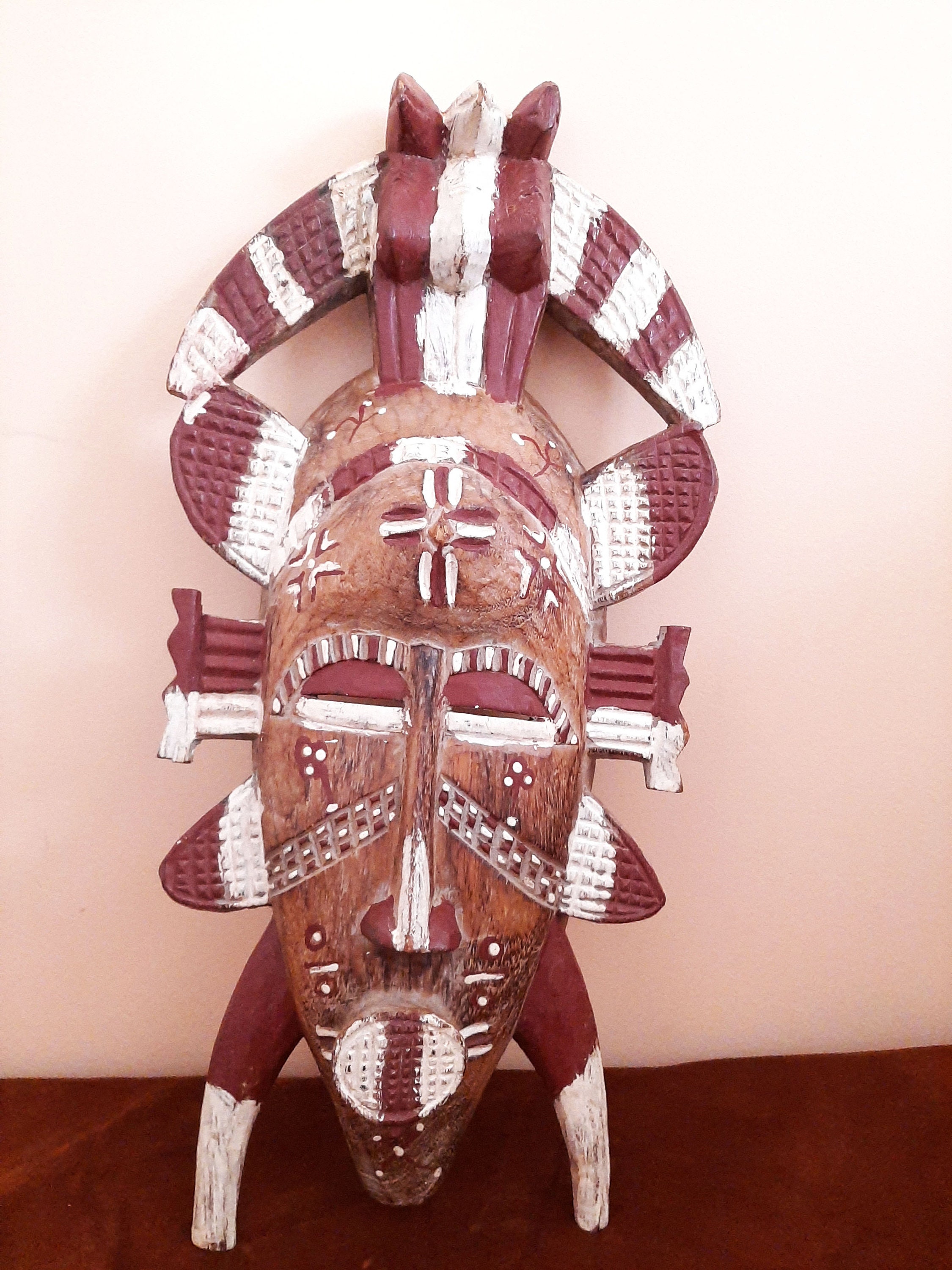 Masque Sénoufo, Sculpture Africaine en Bois Massif Léger, Décoration Murale, Côte d'ivoire , Déco Ch