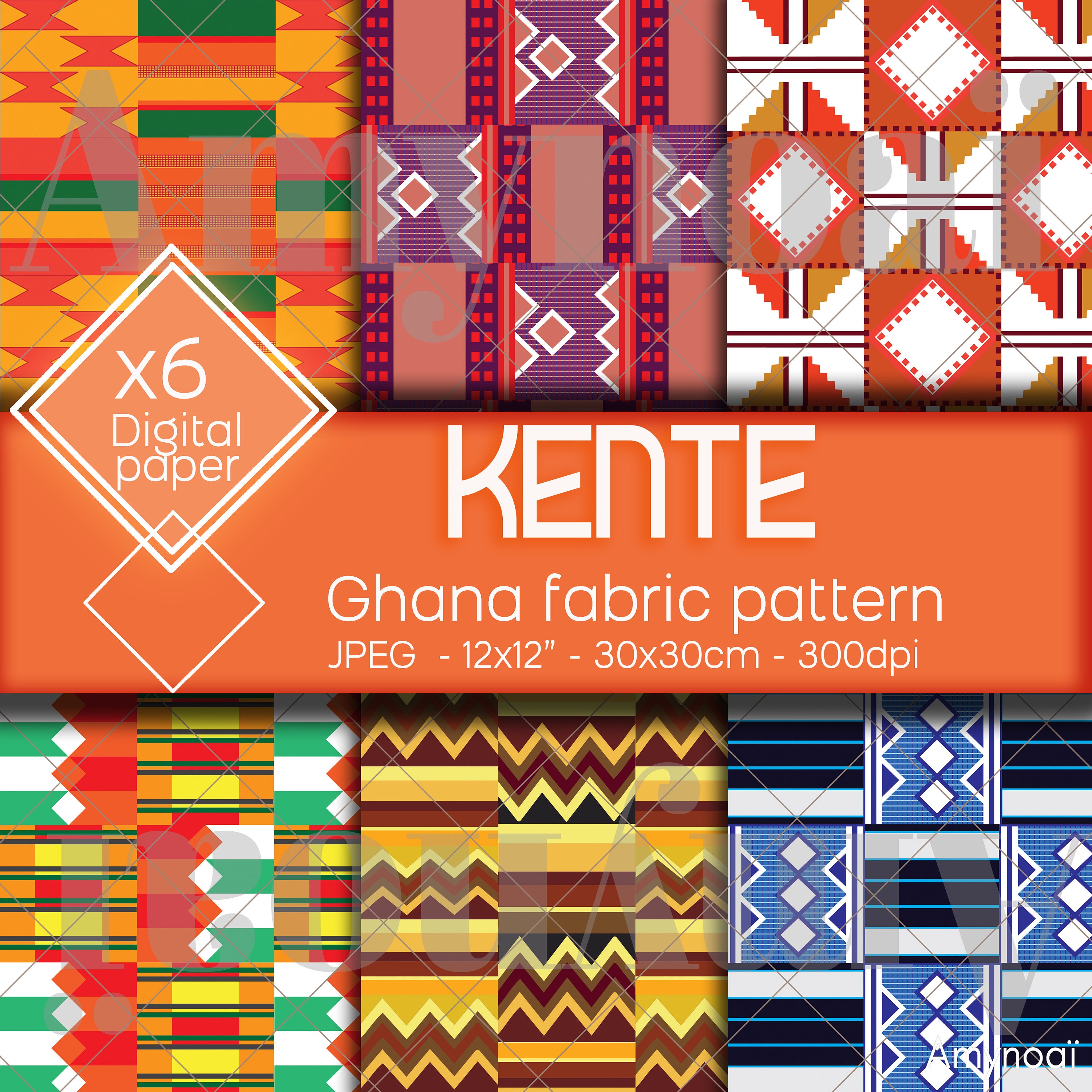 Kente Cloth Patterns Digital Paper JPG Format printable 