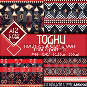 Toghu Cameroon patterns models, traditional Cameroonian African patterns, jpg, digital files, immediate download