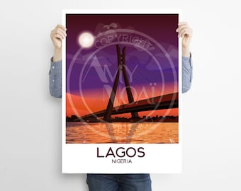 NIGERIA 1 -Travel Print Lagos Èkó Africa Poster, Nigerian Wall Art Decor Poster,Nigeria Artwork,African Living Room Prints,city skyline
