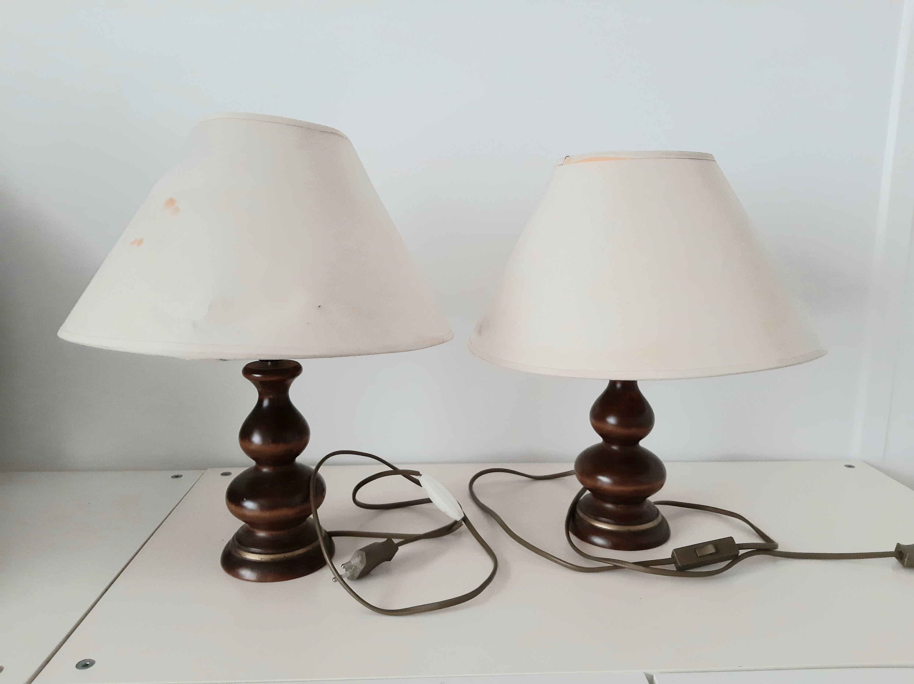 2 Pieds de Lampes à Poser, Lampe Vintage, Bureau, en Bois